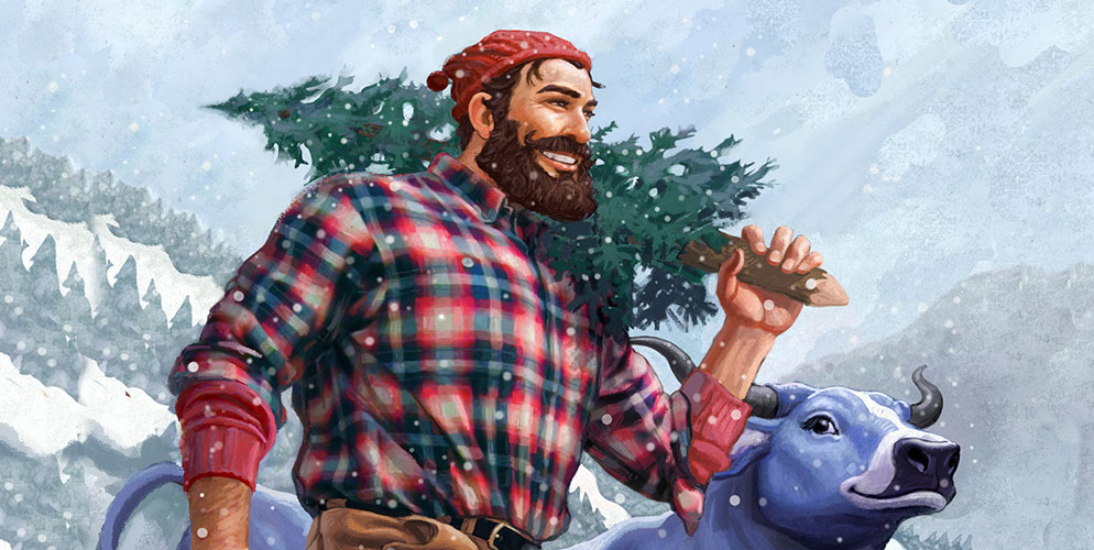 Lumberjack (Paul Bunyan) and blue ox